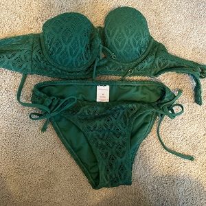 Target Xhilaration Forest Green lace up bikini